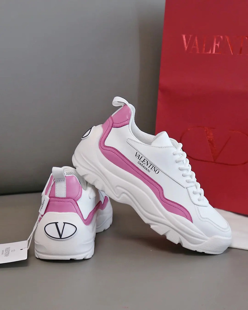 Valentino Garavani White Pink Sneakers