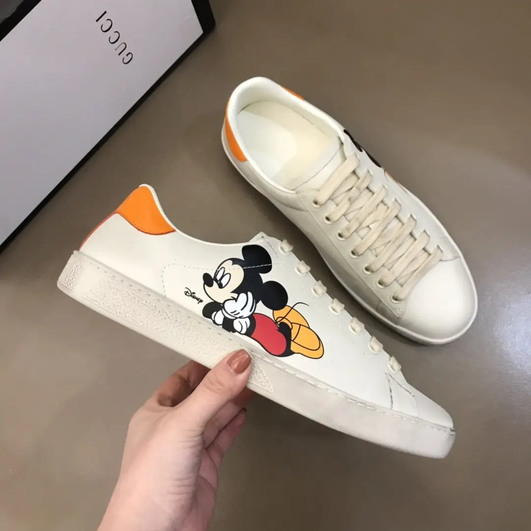 Gucci Mickey Mouse White Orange Sneakers