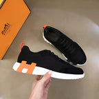 Hermes Paris Black White Orange Sneakers