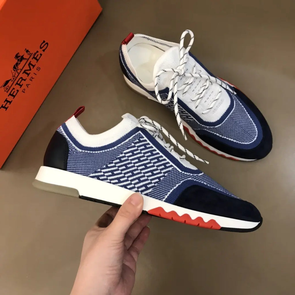 Hermes Navy Blue White Red Sneakers
