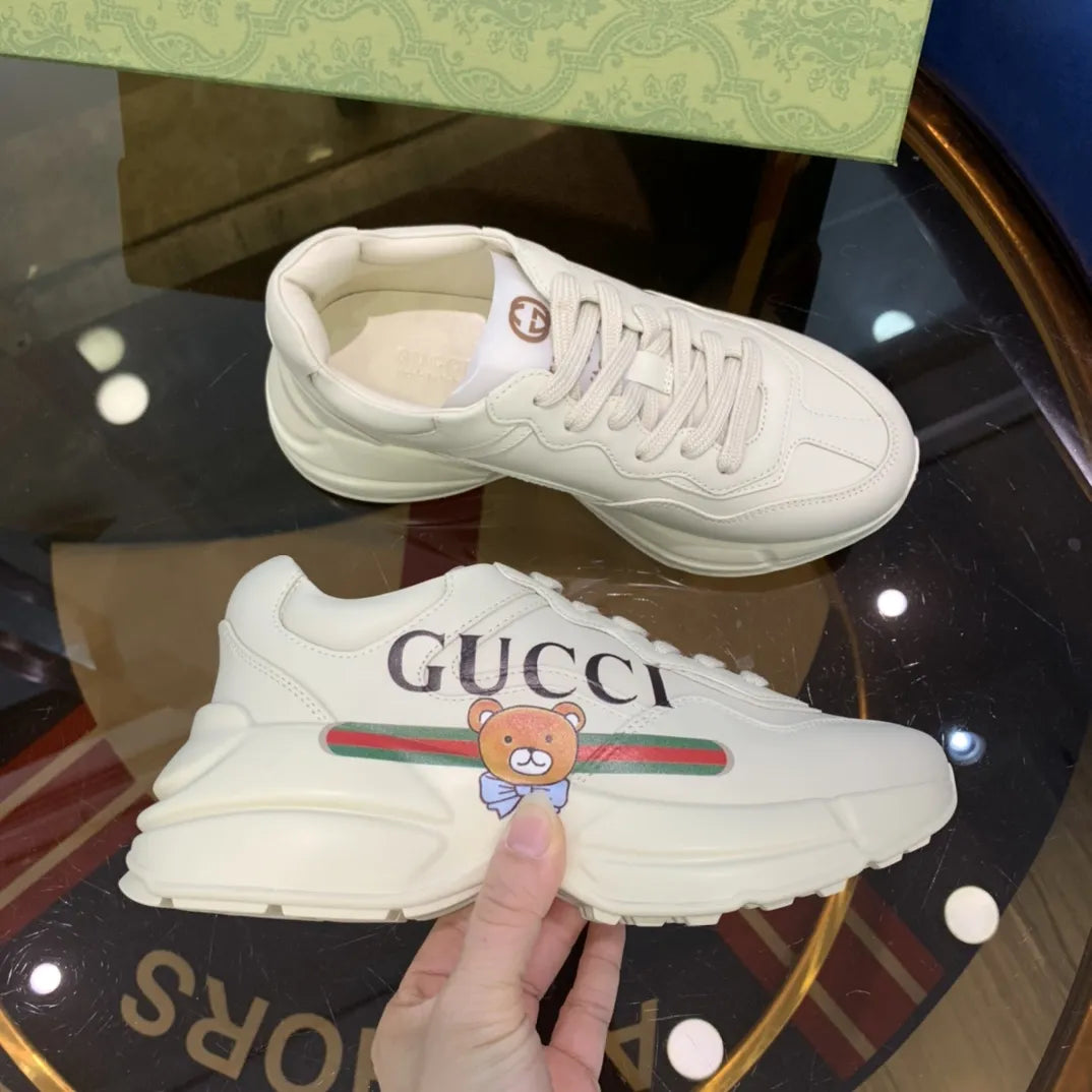 Gucci Logo Teddy Bear White Sneakers