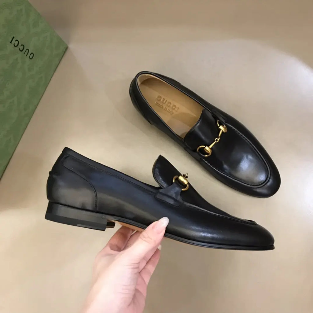 Gucci Horsebit Black Gold Loafers