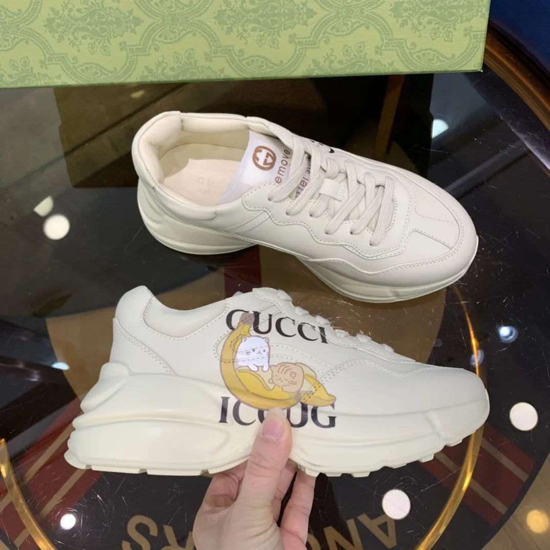 Gucci Iccug Cartoon Print White Sneakers