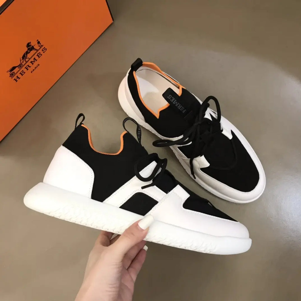 Hermès Bouncing Black White Orange Sneakers