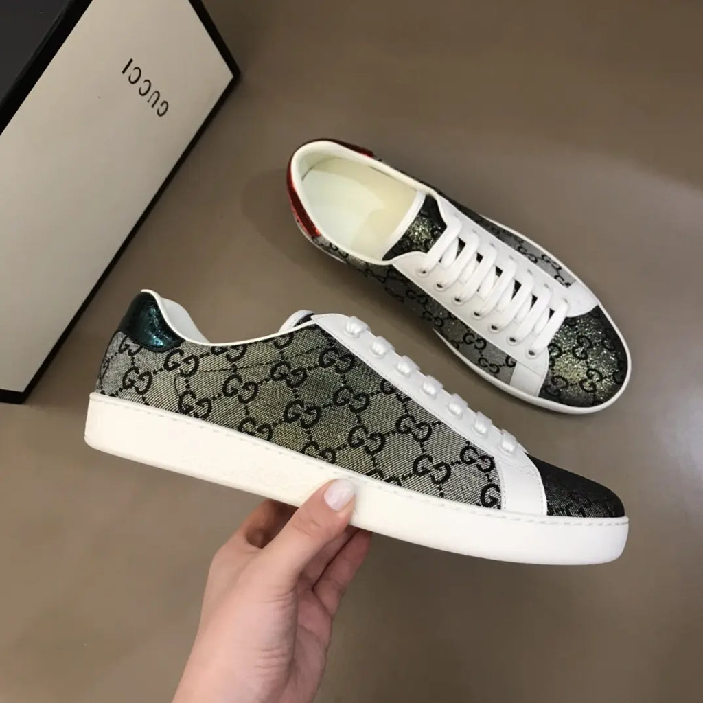 Gucci Ace Grey Black White Red Sneakers