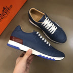 Hermès Paris Navy Blue Brown White Sneakers