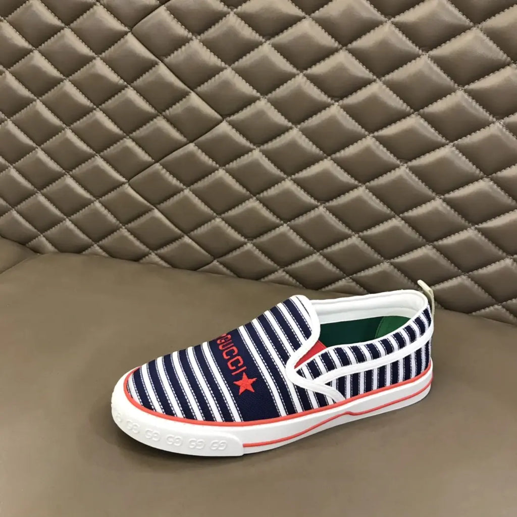 Gucci Striped Blue White Red Slip On Sneakers