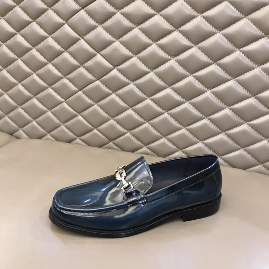 Gucci Horsebit Patent Navy Blue Loafers