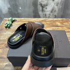 Valentino Garavani Brown Black Slide Sandals