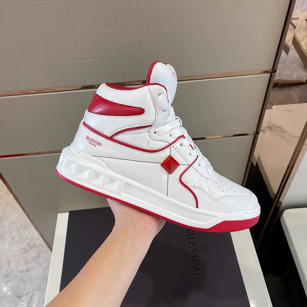 Valentino High Top White Red Sneakers