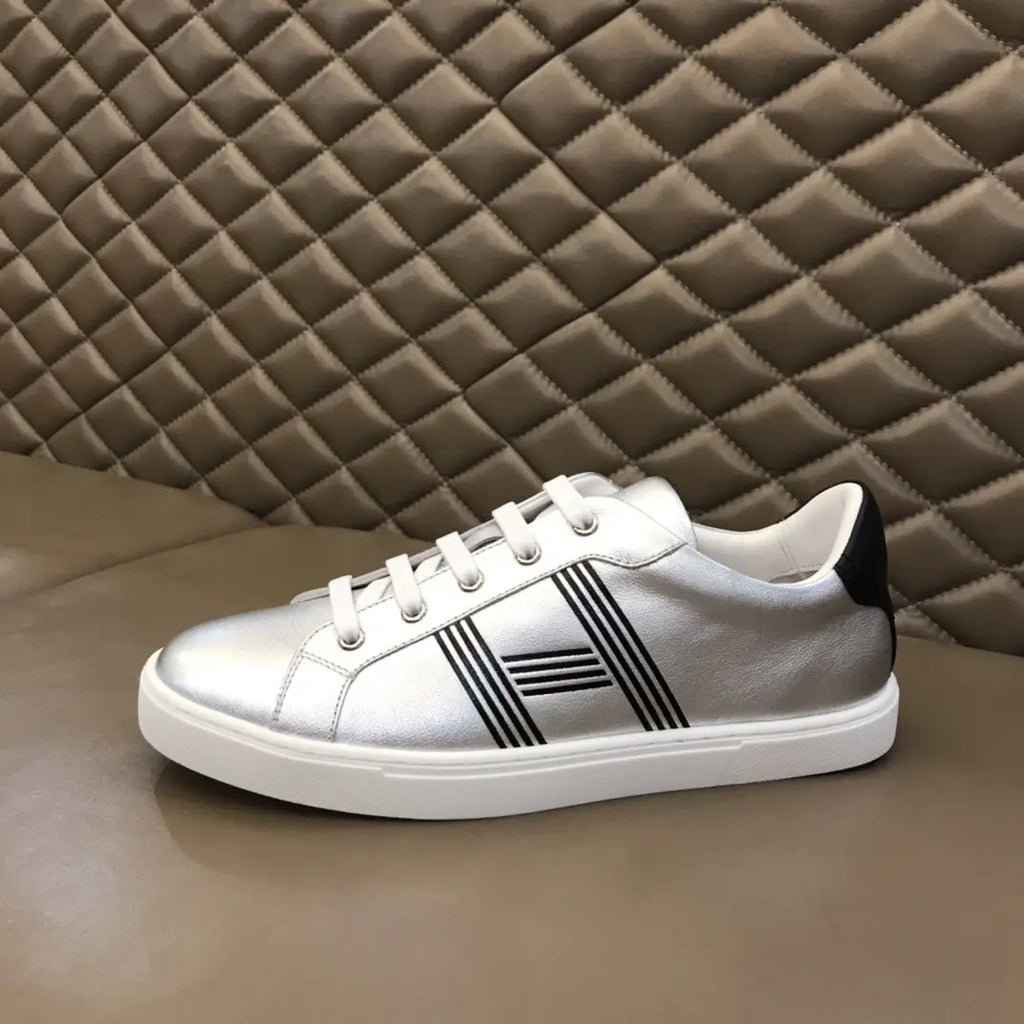 Hermes Silver Black Low Top Sneakers