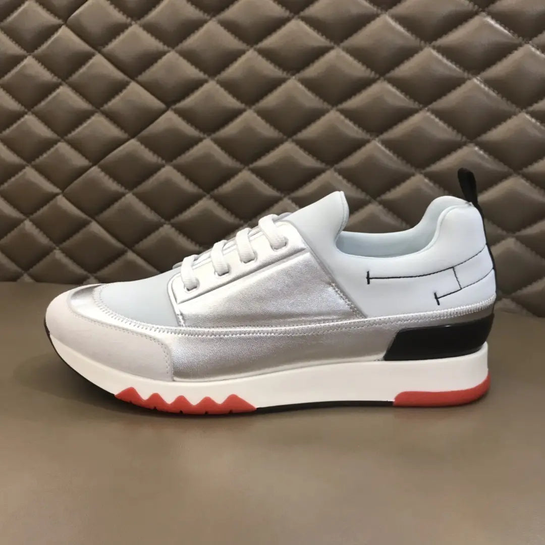 Hermes White Silver Black Red Sneakers