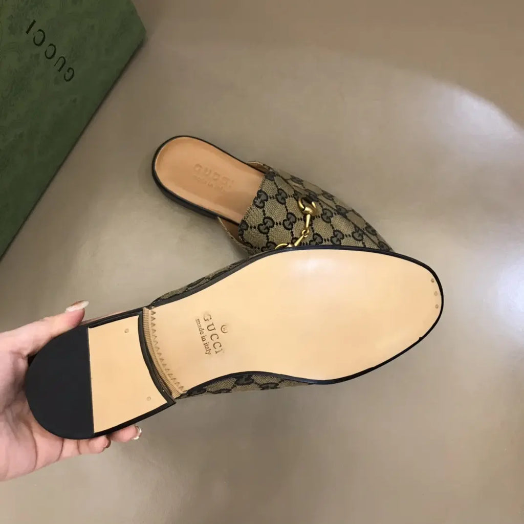 Gucci GG Supreme Beige Brown Mules