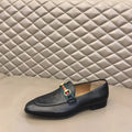Gucci Horsebit Monogram Black Leather Loafers