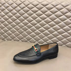 Gucci Horsebit Monogram Black Leather Loafers