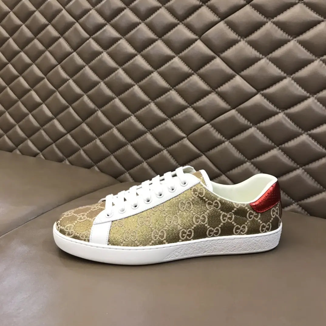 Gucci Ace Beige Brown Red White Sneakers