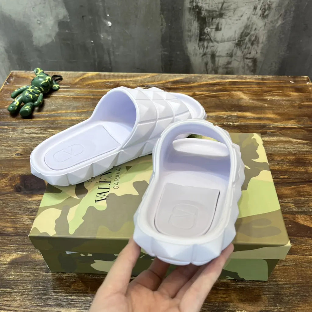 Valentino Garavani Quilted White Slides