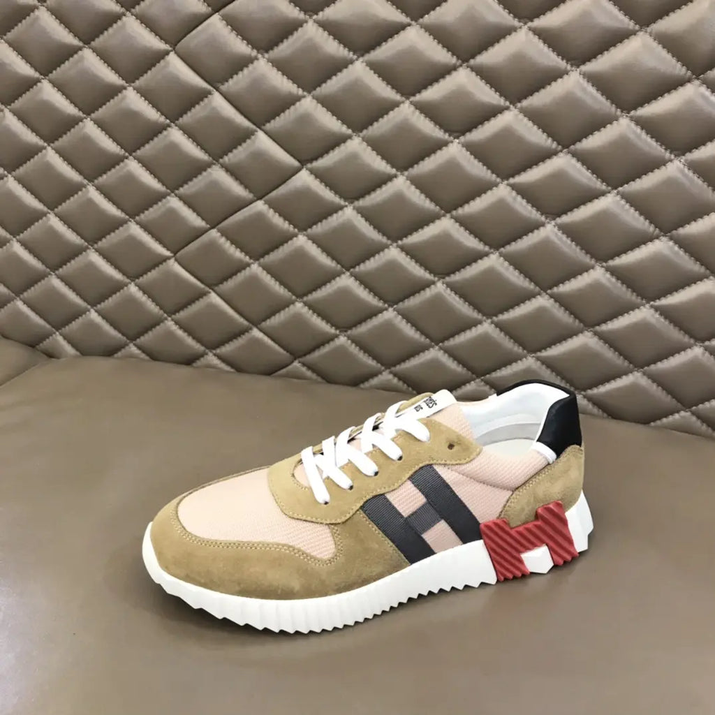 Hermès Pink Beige Black White Sneakers