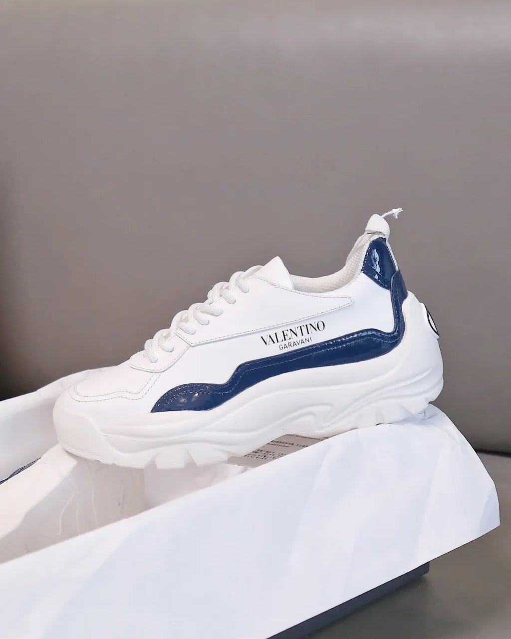 Valentino Garavani White Blue Sneakers