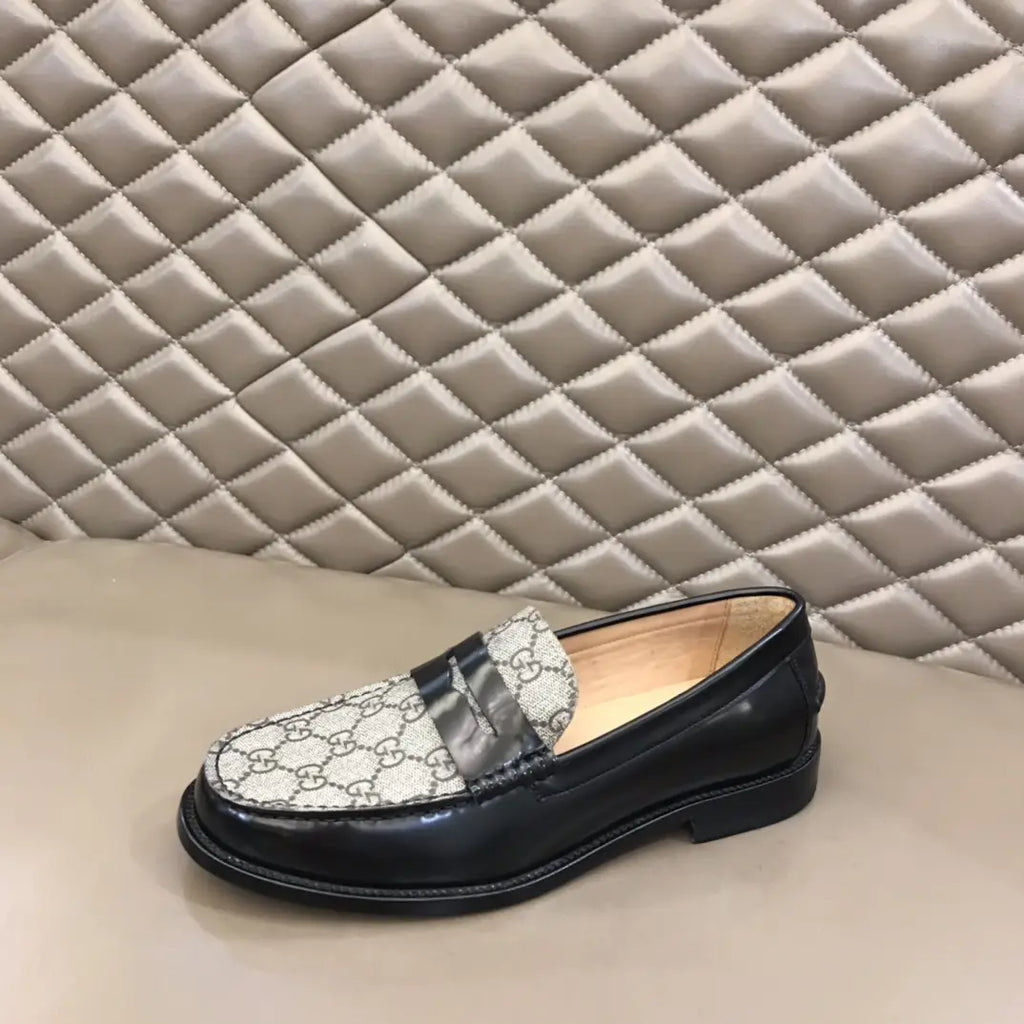 Gucci GG Black Patent Beige Loafers