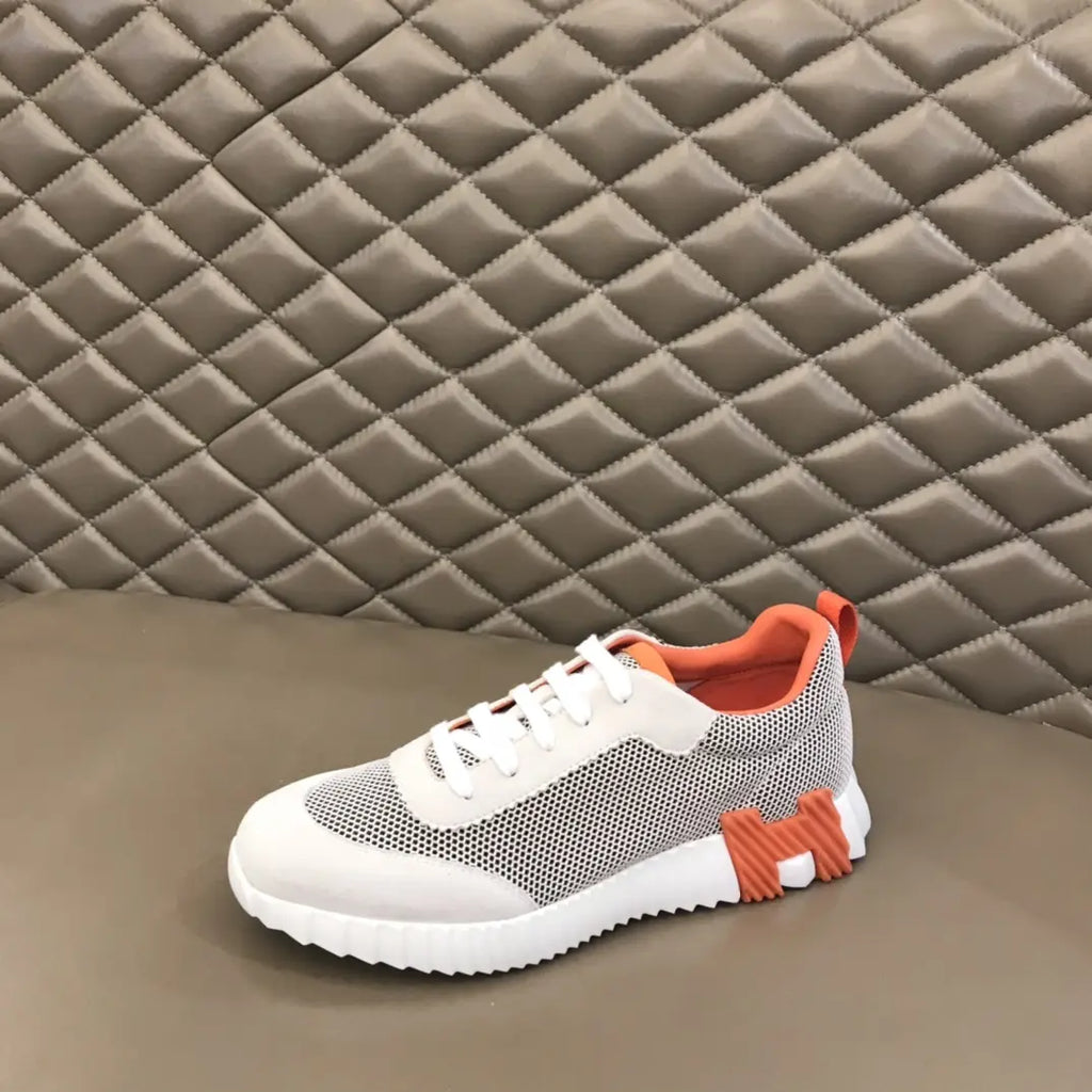 Hermes White Orange Blue Mesh Sneakers