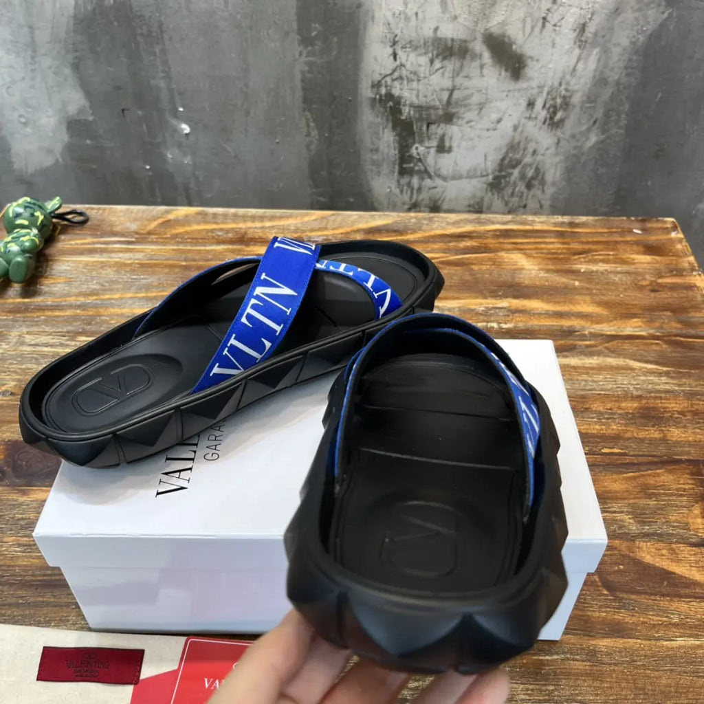 Valentino Garavani VLTN Blue Black Sandals