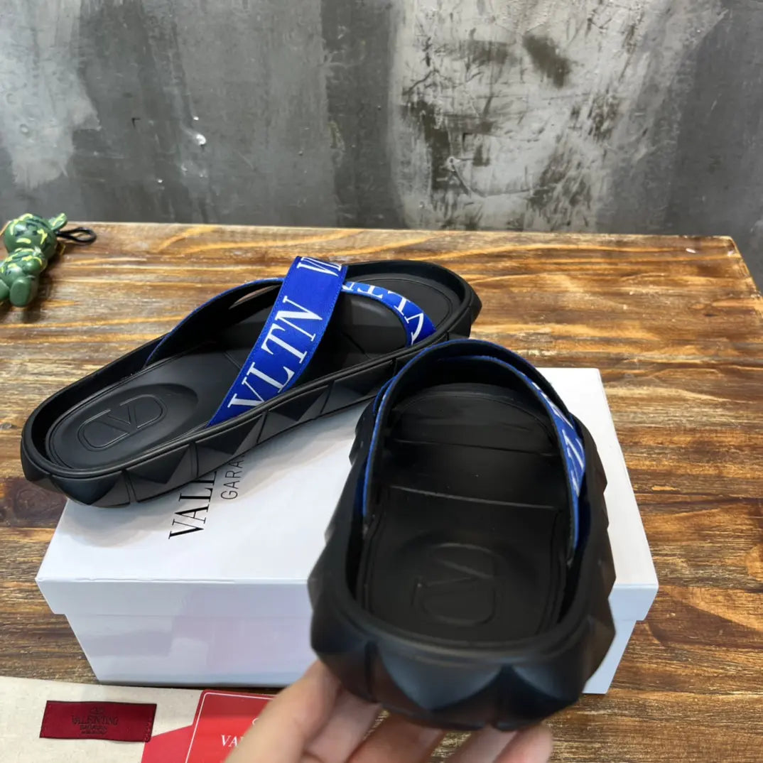 Valentino Garavani VLTN Blue Black Sandals