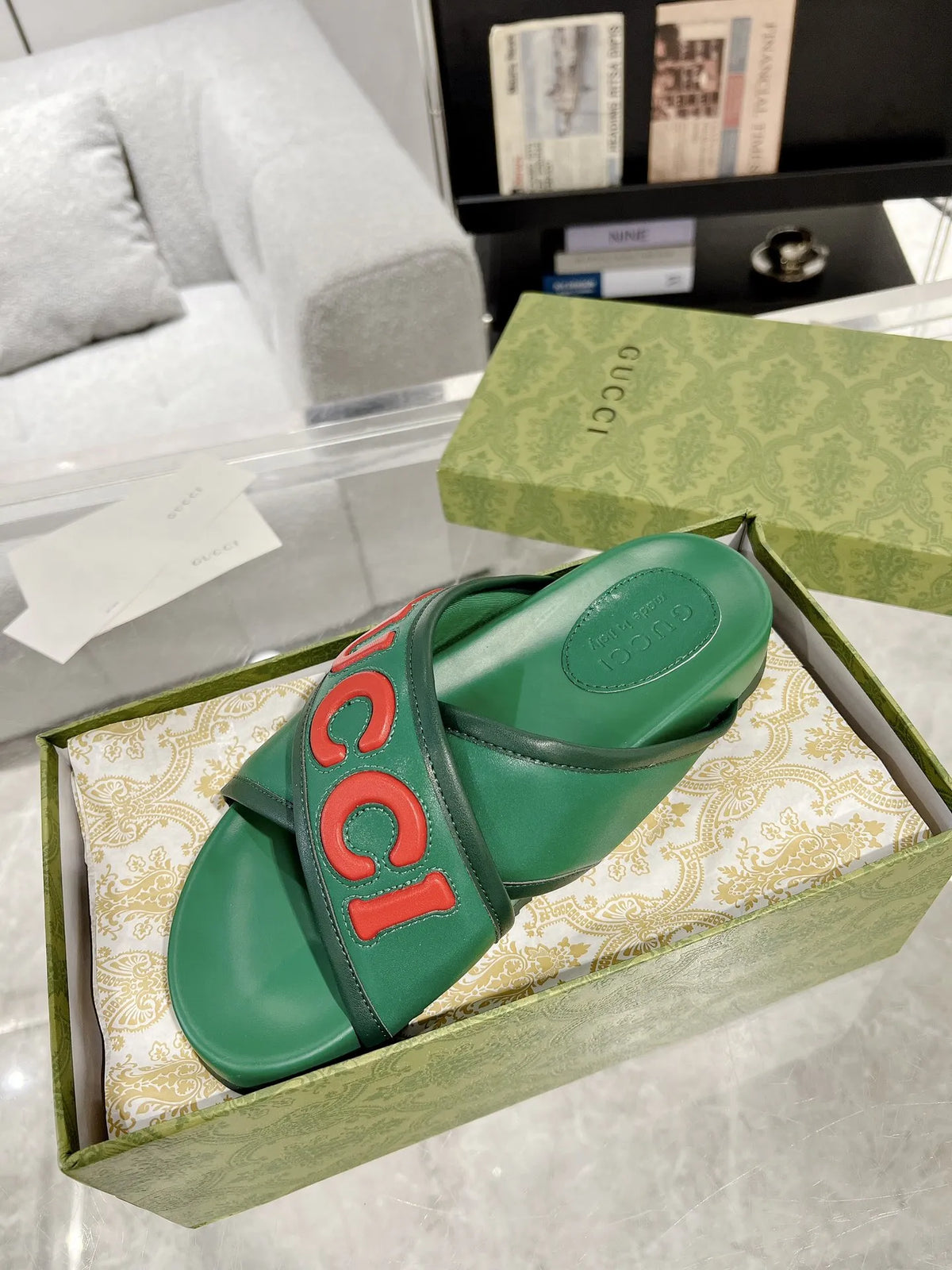 Gucci Logo Green Red Slides