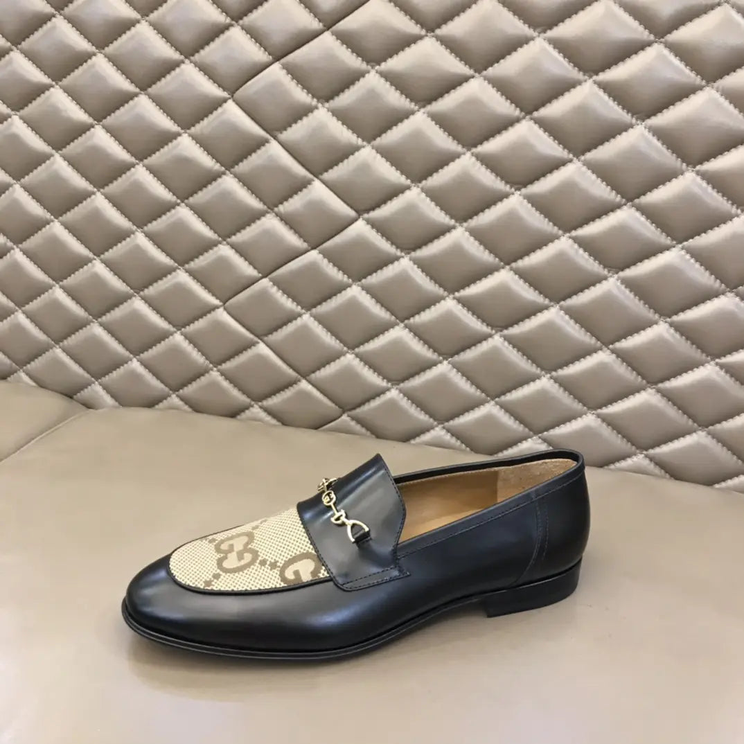 Gucci GG Chain Black Beige Loafers