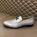 Hermes Paris H Silver Glitter Loafers