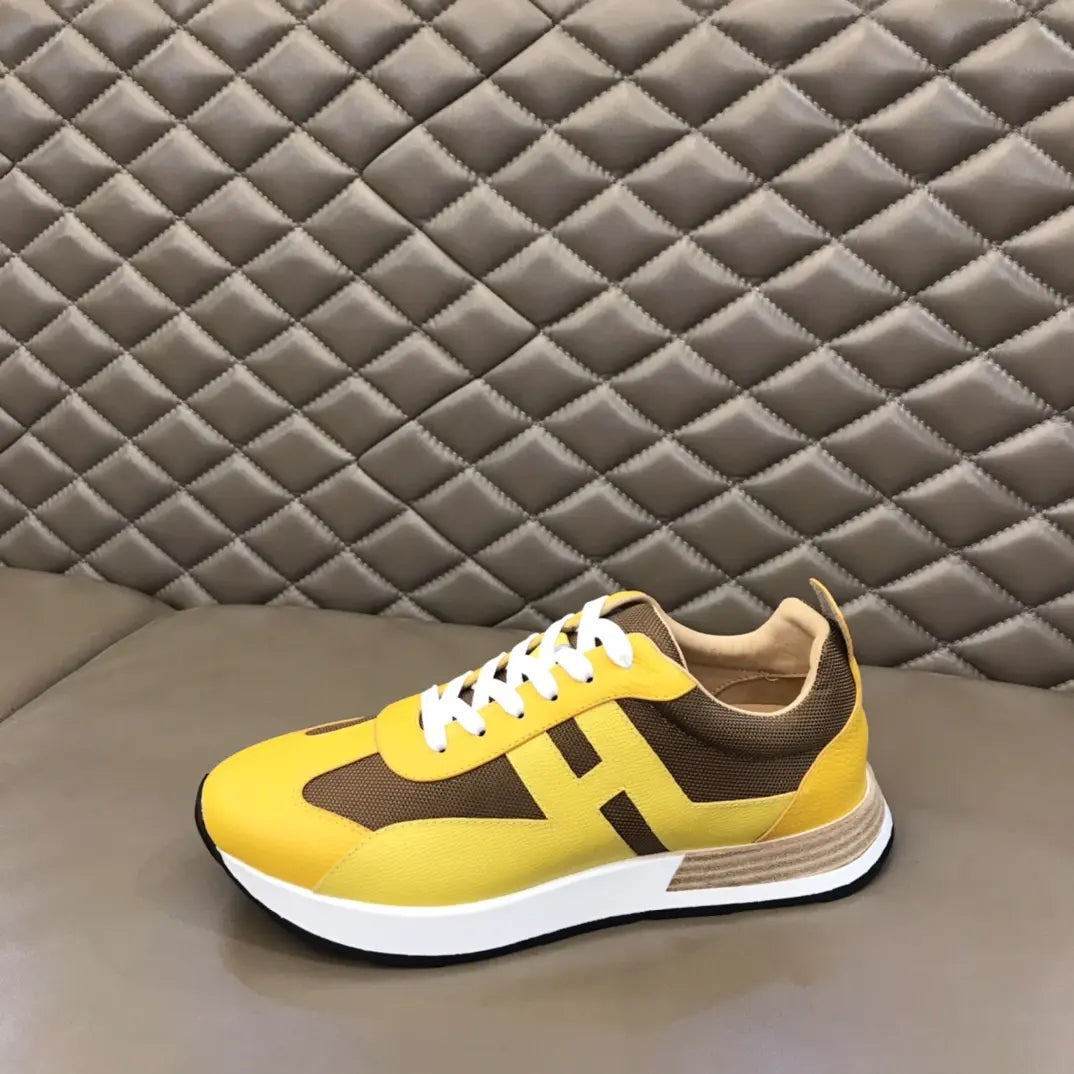 Hermes Yellow Brown Black White Sneakers