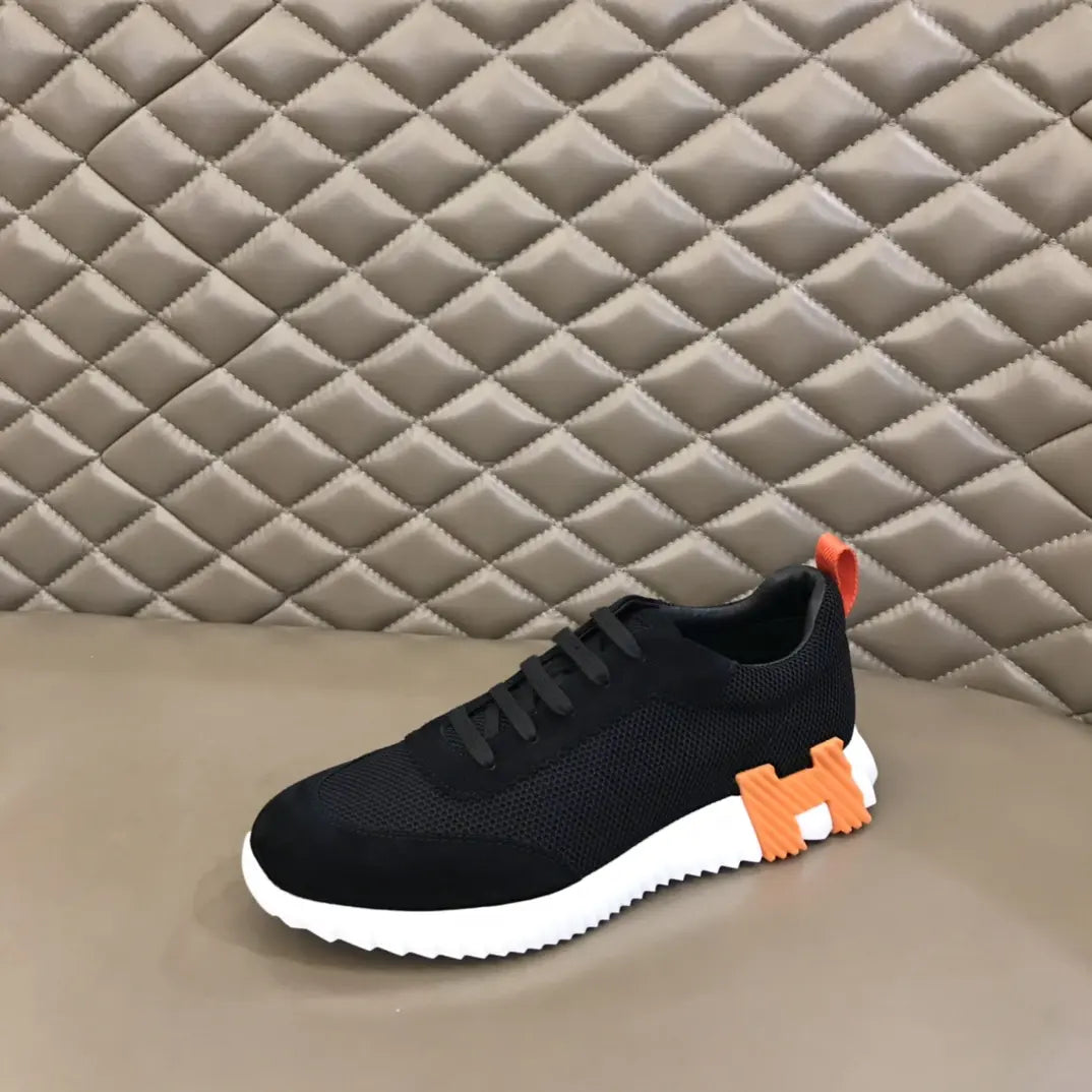 Hermes Paris Black White Orange Sneakers