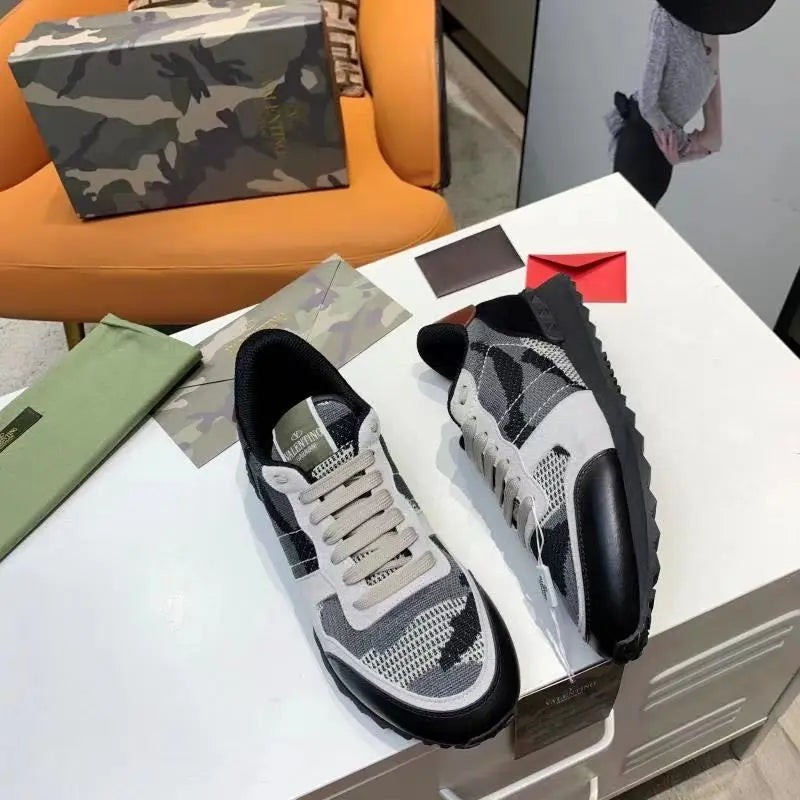 Valentino Rockrunner Black Grey Camo Sneakers