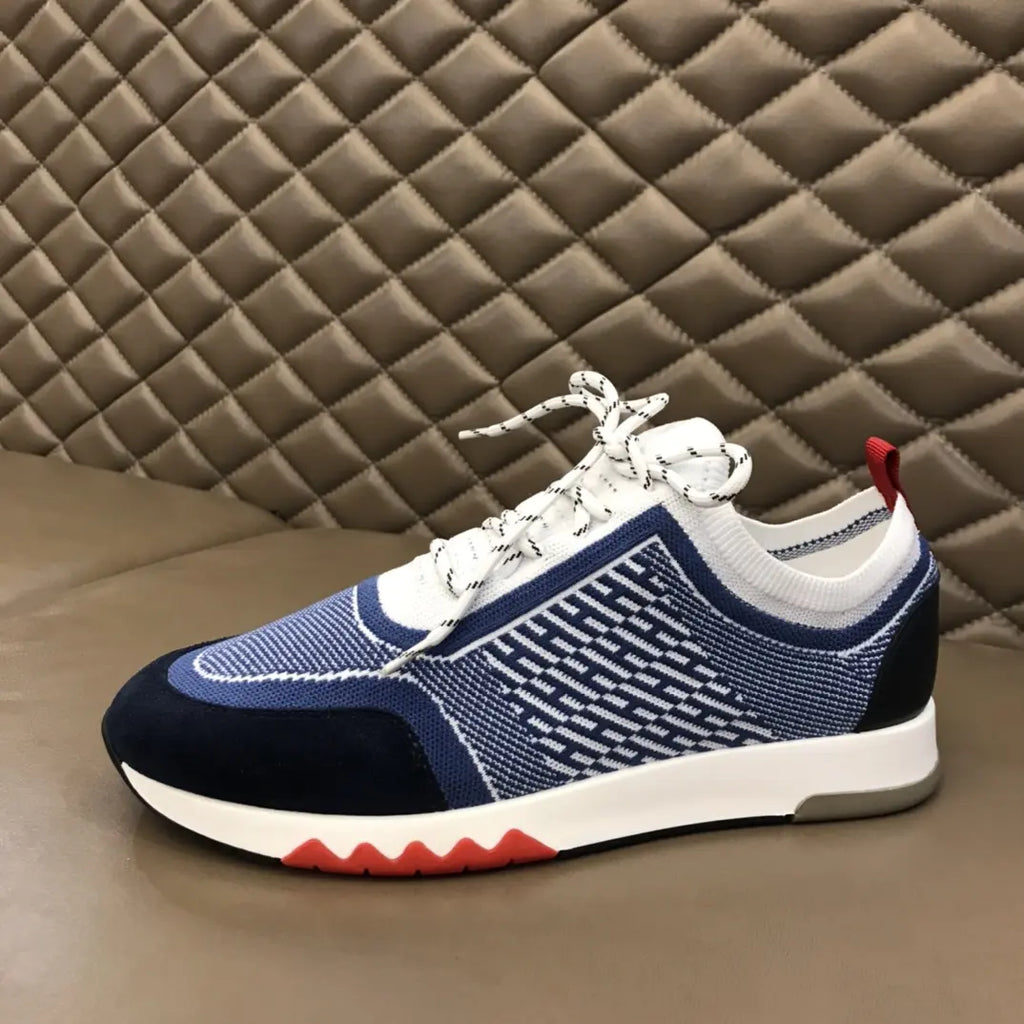 Hermes Navy Blue White Red Sneakers