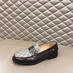 Gucci GG Dark Brown Beige Loafers
