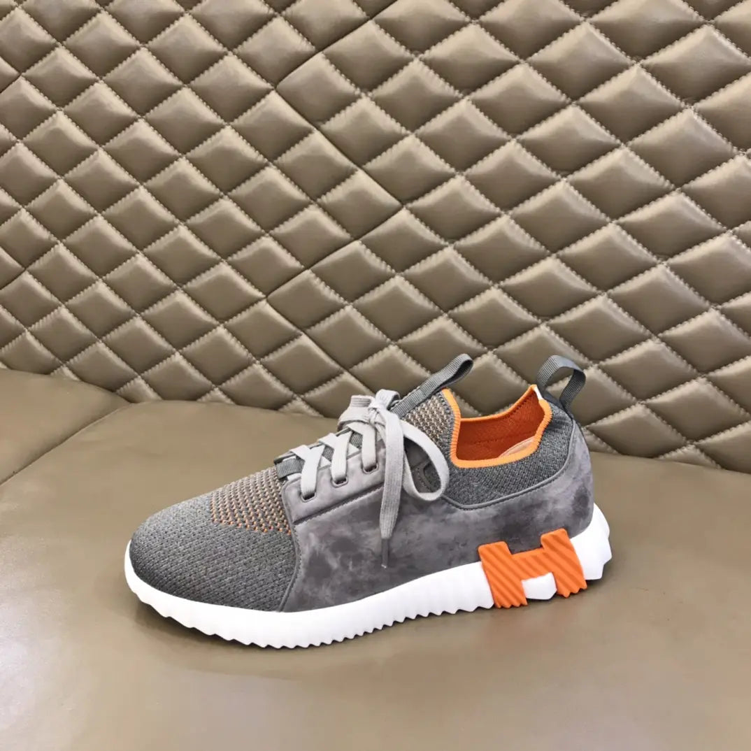 Hermes Grey Orange White Sneakers