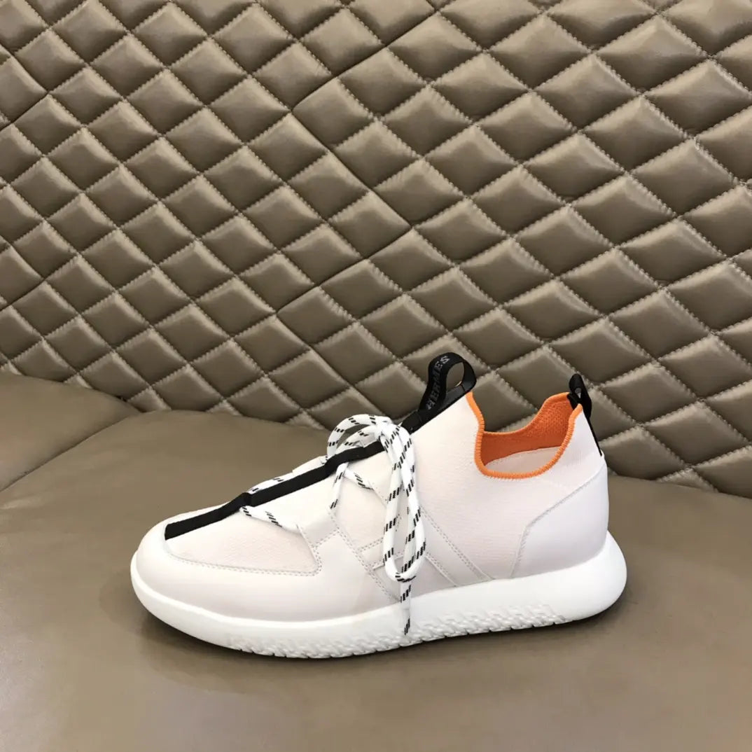 Hermes White Black Orange Sneakers
