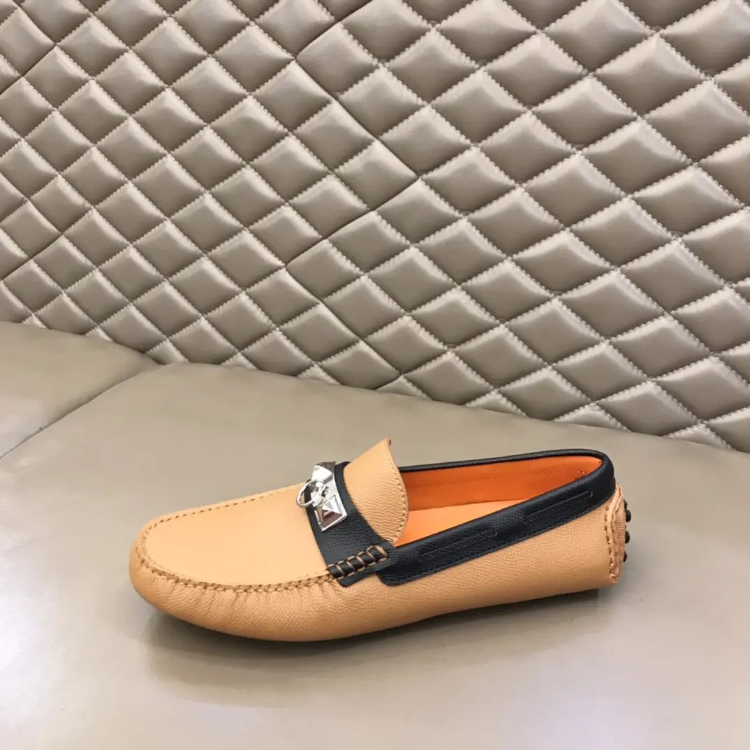 Hermès H Patent Beige Black Loafers