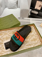 Gucci GG Black Green Red Slides