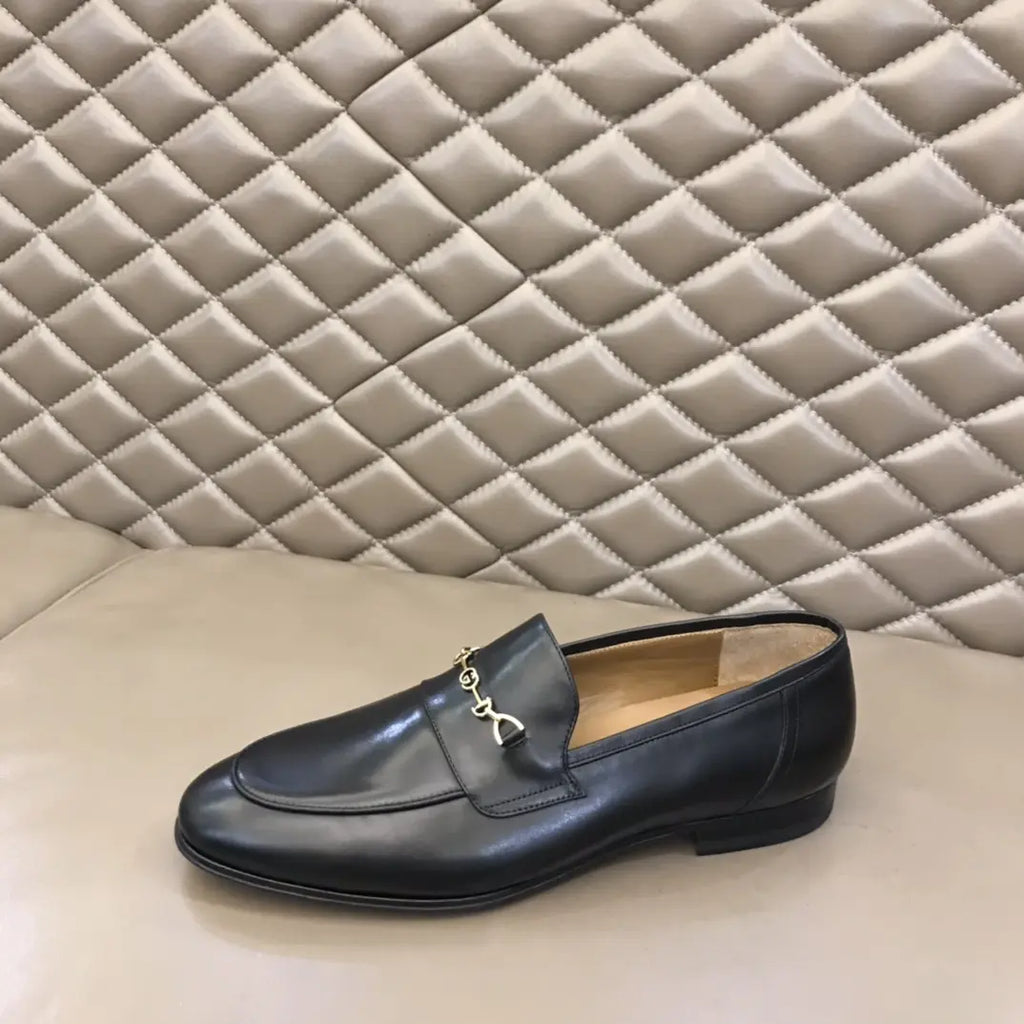 Gucci Horsebit Gold Chain Black Loafers