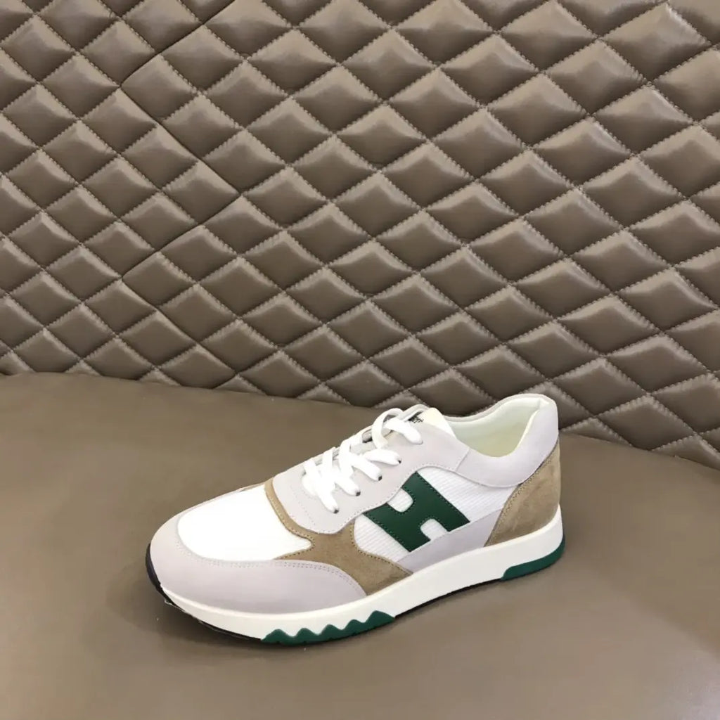 Hermes Paris White Green Beige Sneakers