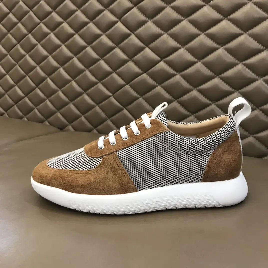 H Suede Mesh Brown White Sneakers