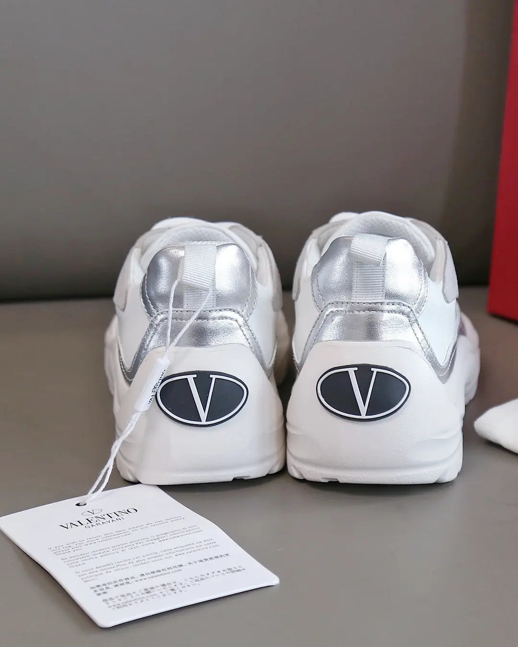 Valentino Garavani White Silver Grey Sneakers