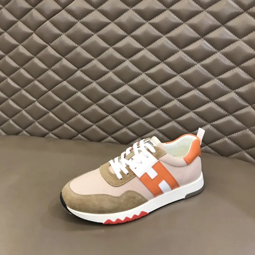 Hermes Paris Beige Orange White Sneakers