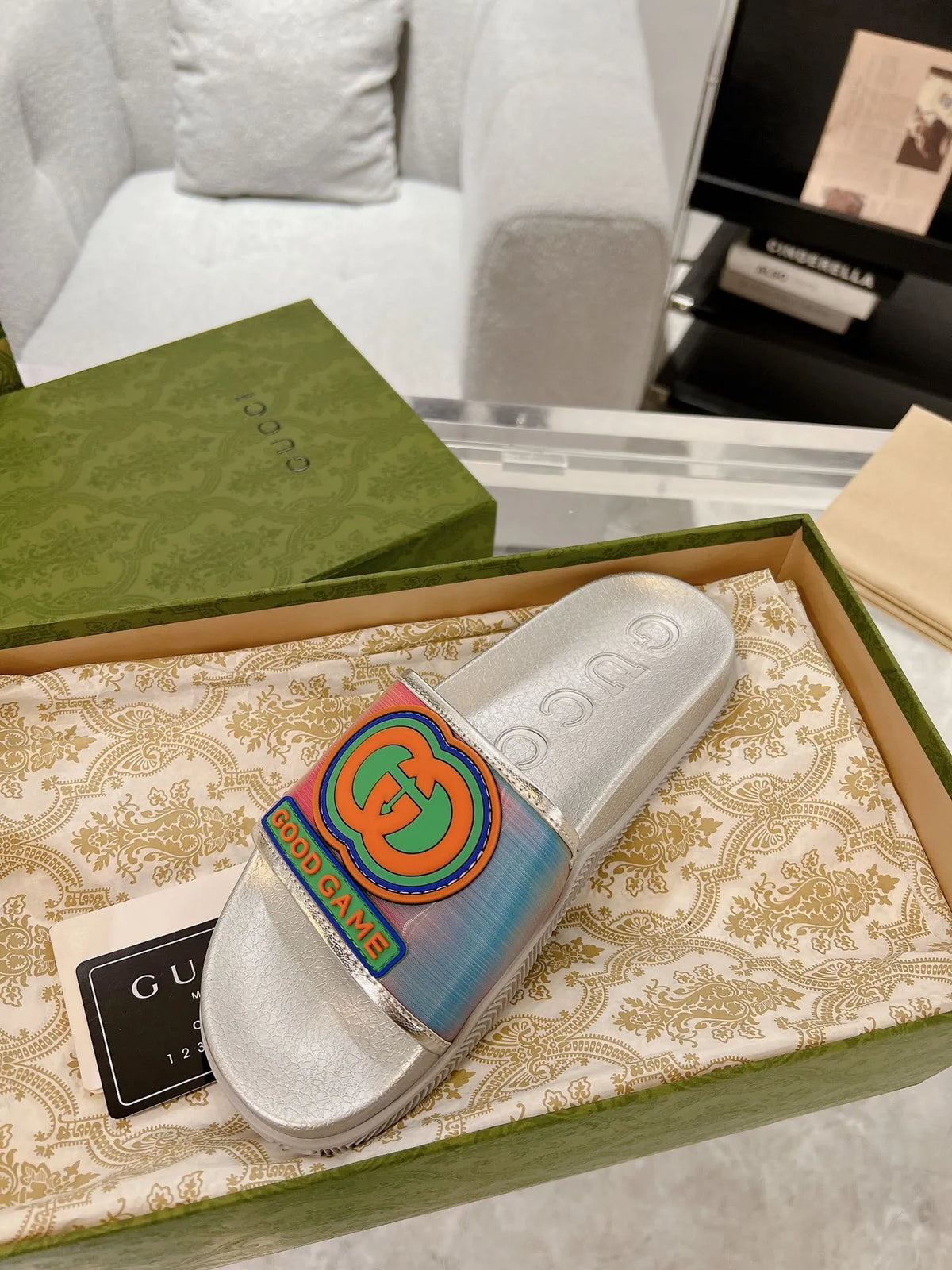 Gucci GG Pink Blue Green White Slides