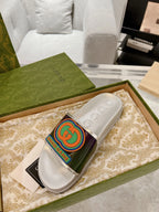 Gucci GG White Green Red Slides