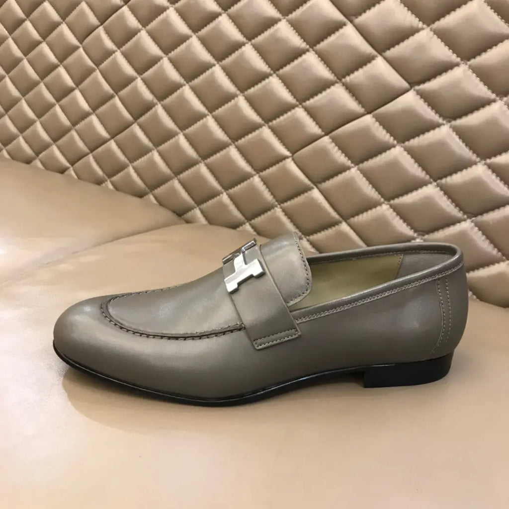 Hermes Paris H Buckle Grey Loafers