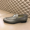 Hermes Paris H Buckle Grey Loafers