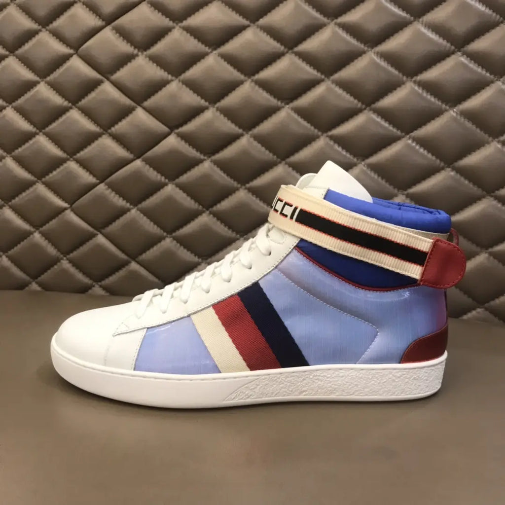 Gucci High Top White Blue Red Sneakers