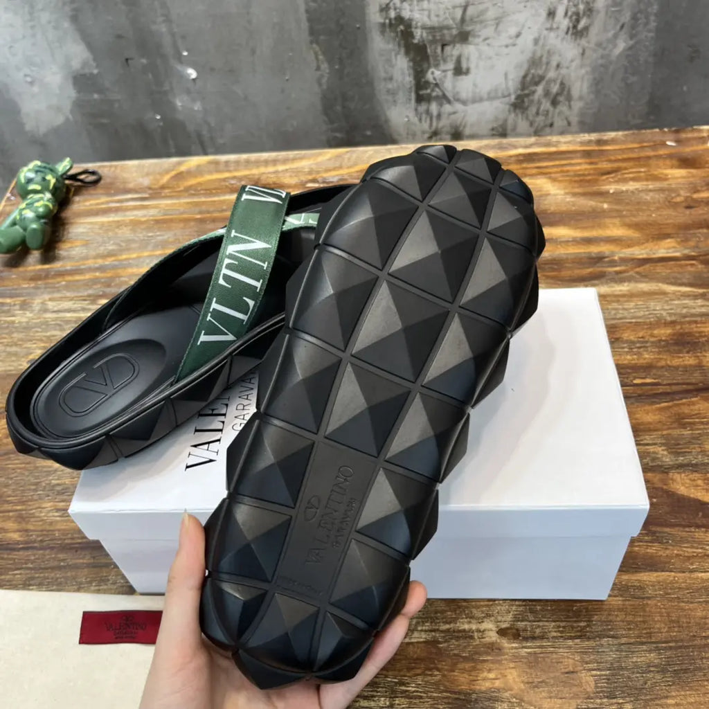 Valentino Garavani VLTN Black Green Sandals